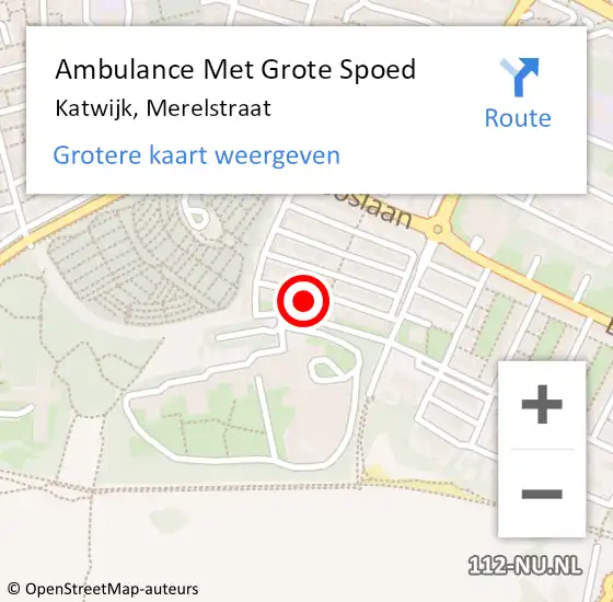 Locatie op kaart van de 112 melding: Ambulance Met Grote Spoed Naar Katwijk, Merelstraat op 23 december 2024 11:11