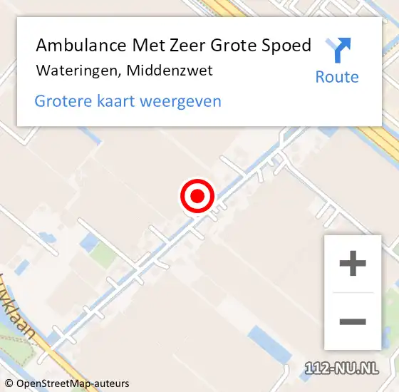 Locatie op kaart van de 112 melding: Ambulance Met Zeer Grote Spoed Naar Wateringen, Middenzwet op 23 december 2024 11:55