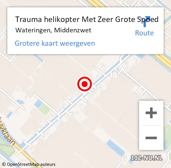 Locatie op kaart van de 112 melding: Trauma helikopter Met Zeer Grote Spoed Naar Wateringen, Middenzwet op 23 december 2024 11:56