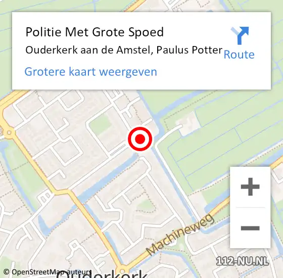 Locatie op kaart van de 112 melding: Politie Met Grote Spoed Naar Ouderkerk aan de Amstel, Paulus Potter op 23 december 2024 12:16