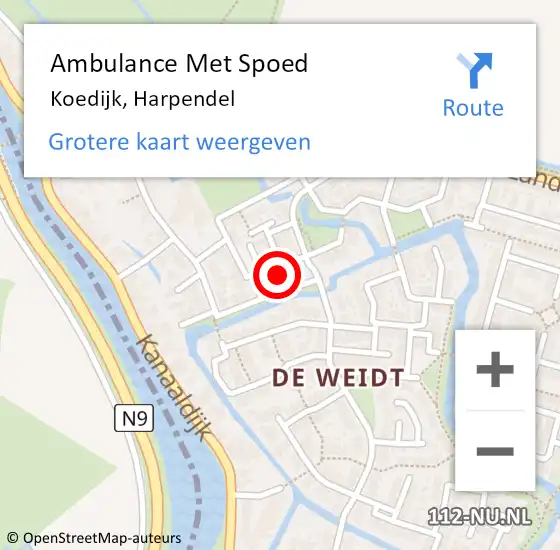 Locatie op kaart van de 112 melding: Ambulance Met Spoed Naar Koedijk, Harpendel op 23 december 2024 12:24