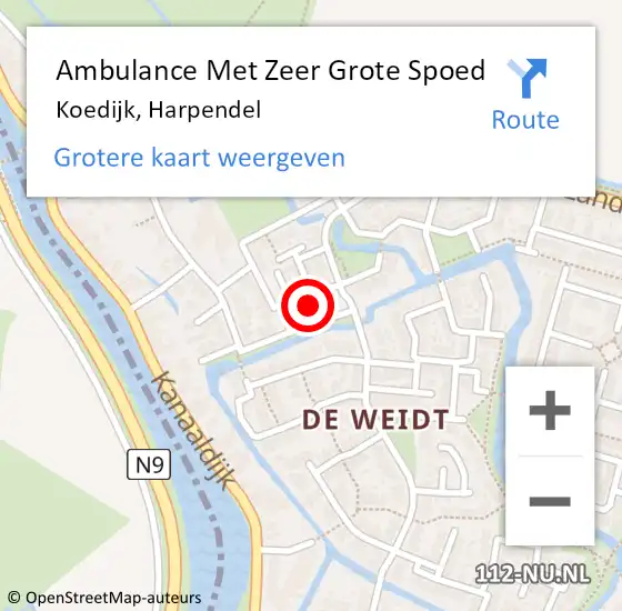 Locatie op kaart van de 112 melding: Ambulance Met Zeer Grote Spoed Naar Koedijk, Harpendel op 23 december 2024 12:25