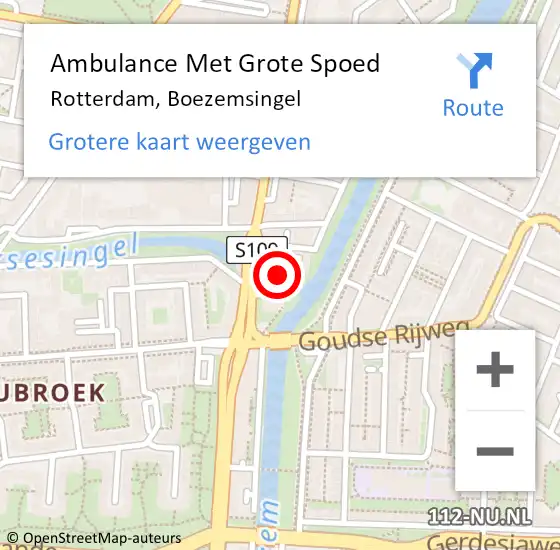 Locatie op kaart van de 112 melding: Ambulance Met Grote Spoed Naar Rotterdam, Boezemsingel op 23 december 2024 12:31