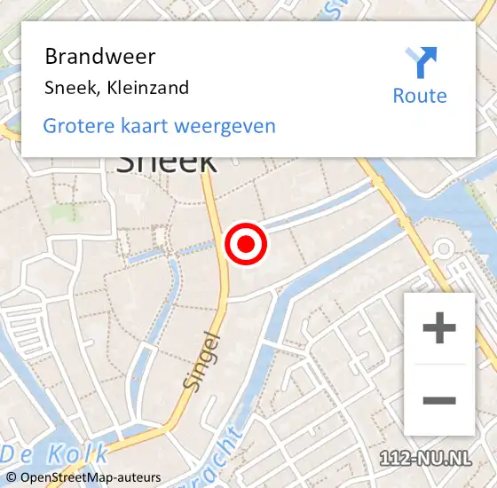 Locatie op kaart van de 112 melding: Brandweer Sneek, Kleinzand op 23 december 2024 12:31