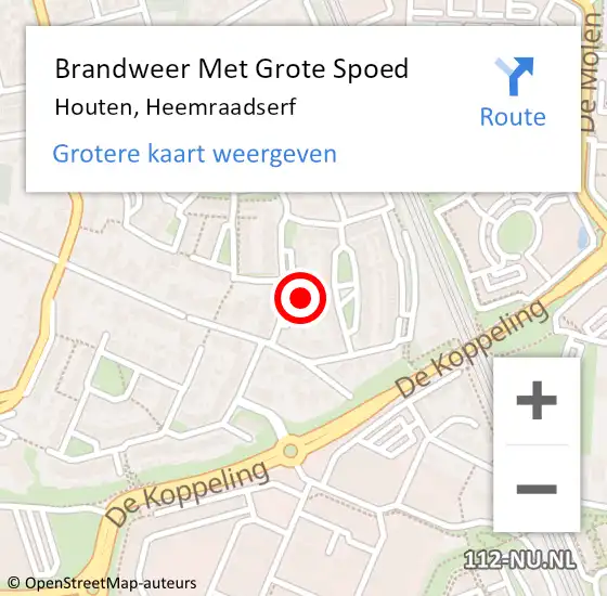 Locatie op kaart van de 112 melding: Brandweer Met Grote Spoed Naar Houten, Heemraadserf op 23 december 2024 12:57