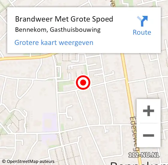 Locatie op kaart van de 112 melding: Brandweer Met Grote Spoed Naar Bennekom, Gasthuisbouwing op 23 december 2024 13:10