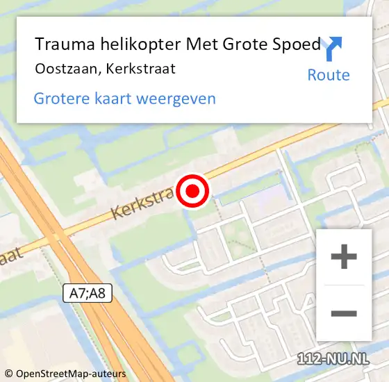 Locatie op kaart van de 112 melding: Trauma helikopter Met Grote Spoed Naar Oostzaan, Kerkstraat op 23 december 2024 13:32