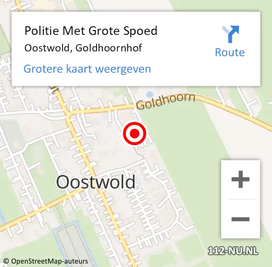Locatie op kaart van de 112 melding: Politie Met Grote Spoed Naar Oostwold, Goldhoornhof op 23 december 2024 13:42
