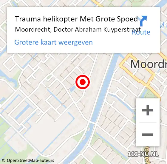 Locatie op kaart van de 112 melding: Trauma helikopter Met Grote Spoed Naar Moordrecht, Doctor Abraham Kuyperstraat op 23 december 2024 13:46