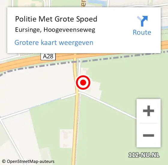 Locatie op kaart van de 112 melding: Politie Met Grote Spoed Naar Eursinge, Hoogeveenseweg op 23 december 2024 14:24