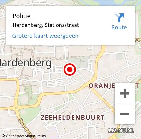 Locatie op kaart van de 112 melding: Politie Hardenberg, Stationsstraat op 23 december 2024 14:52