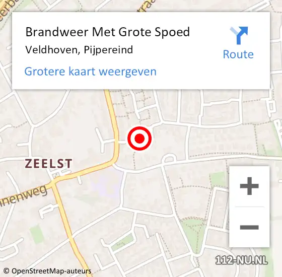 Locatie op kaart van de 112 melding: Brandweer Met Grote Spoed Naar Veldhoven, Pijpereind op 23 december 2024 14:59