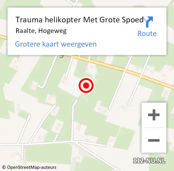 Locatie op kaart van de 112 melding: Trauma helikopter Met Grote Spoed Naar Raalte, Hogeweg op 23 december 2024 15:46