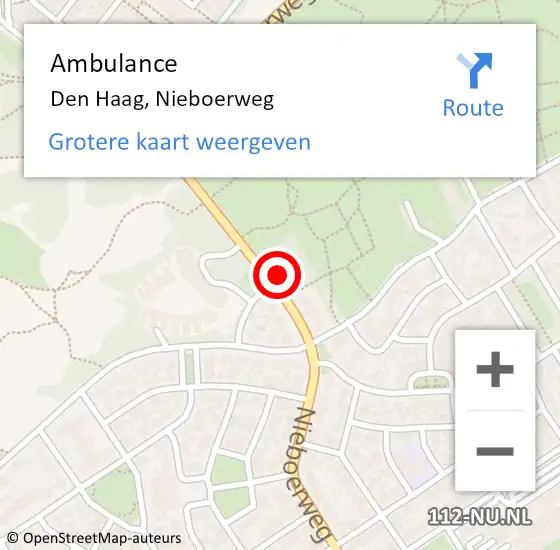 Locatie op kaart van de 112 melding: Ambulance Den Haag, Nieboerweg op 23 december 2024 16:15