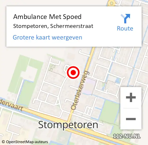 Locatie op kaart van de 112 melding: Ambulance Met Spoed Naar Stompetoren, Schermeerstraat op 31 oktober 2014 12:13