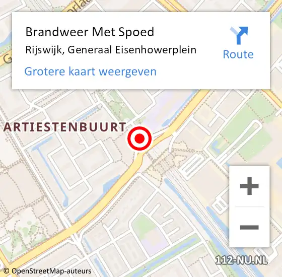 Locatie op kaart van de 112 melding: Brandweer Met Spoed Naar Rijswijk, Generaal Eisenhowerplein op 23 december 2024 16:49