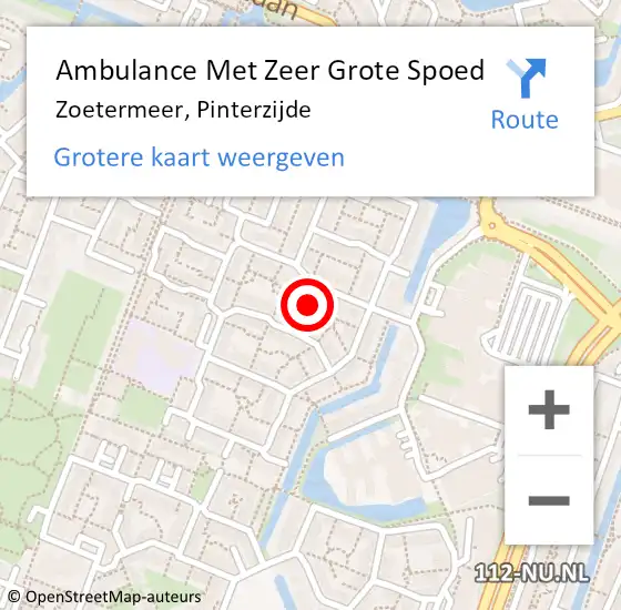 Locatie op kaart van de 112 melding: Ambulance Met Zeer Grote Spoed Naar Zoetermeer, Pinterzijde op 23 december 2024 17:00