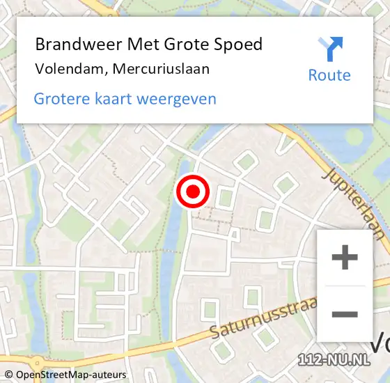 Locatie op kaart van de 112 melding: Brandweer Met Grote Spoed Naar Volendam, Mercuriuslaan op 31 oktober 2014 12:16