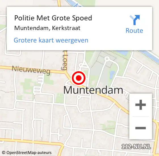 Locatie op kaart van de 112 melding: Politie Met Grote Spoed Naar Muntendam, Kerkstraat op 23 december 2024 17:13