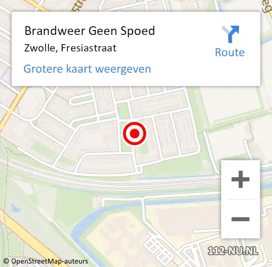 Locatie op kaart van de 112 melding: Brandweer Geen Spoed Naar Zwolle, Fresiastraat op 23 december 2024 17:14