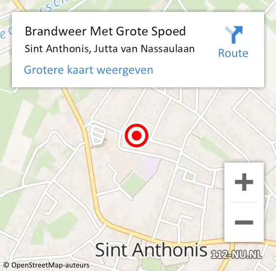 Locatie op kaart van de 112 melding: Brandweer Met Grote Spoed Naar Sint Anthonis, Jutta van Nassaulaan op 23 december 2024 17:14