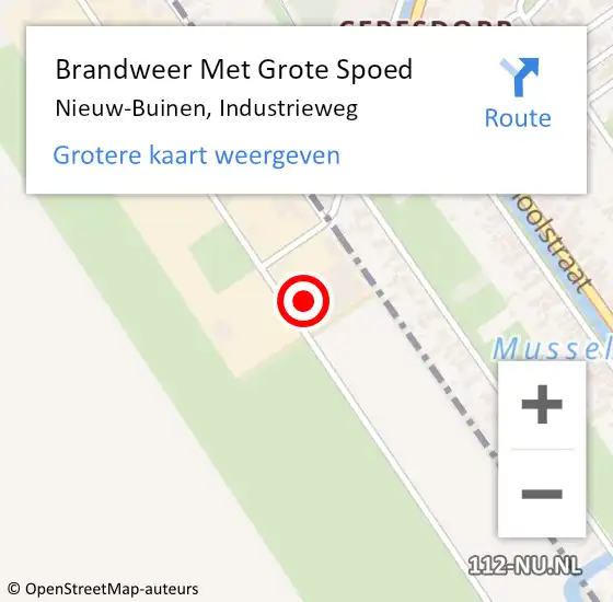 Locatie op kaart van de 112 melding: Brandweer Met Grote Spoed Naar Nieuw-Buinen, Industrieweg op 23 december 2024 17:35