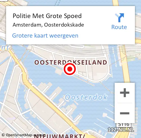 Locatie op kaart van de 112 melding: Politie Met Grote Spoed Naar Amsterdam, Oosterdokskade op 23 december 2024 17:48