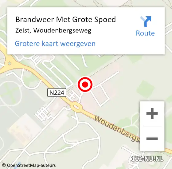 Locatie op kaart van de 112 melding: Brandweer Met Grote Spoed Naar Zeist, Woudenbergseweg op 23 december 2024 17:49