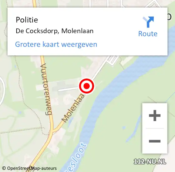 Locatie op kaart van de 112 melding: Politie De Cocksdorp, Molenlaan op 31 oktober 2014 12:20