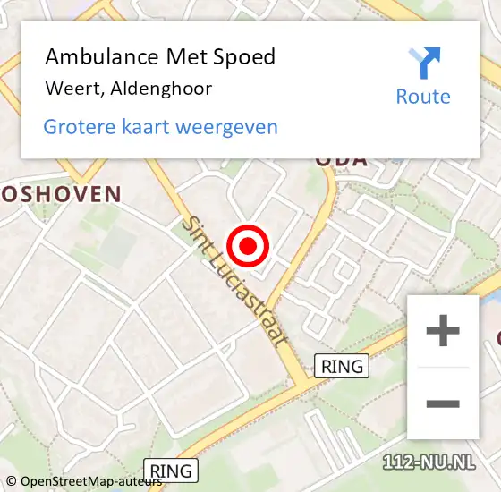 Locatie op kaart van de 112 melding: Ambulance Met Spoed Naar Weert, Aldenghoor op 31 oktober 2014 12:20