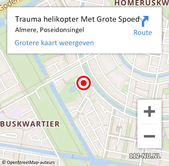 Locatie op kaart van de 112 melding: Trauma helikopter Met Grote Spoed Naar Almere, Poseidonsingel op 23 december 2024 18:10