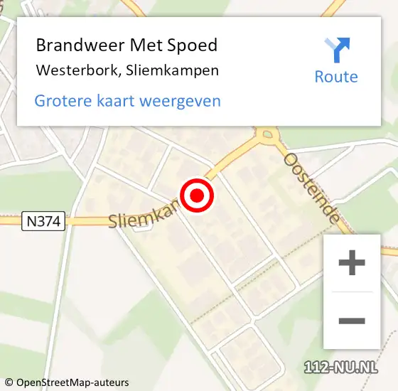 Locatie op kaart van de 112 melding: Brandweer Met Spoed Naar Westerbork, Sliemkampen op 23 december 2024 18:10