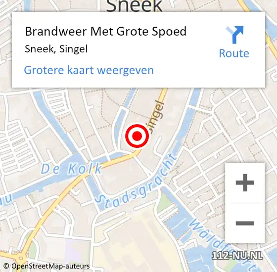 Locatie op kaart van de 112 melding: Brandweer Met Grote Spoed Naar Sneek, Singel op 23 december 2024 18:15