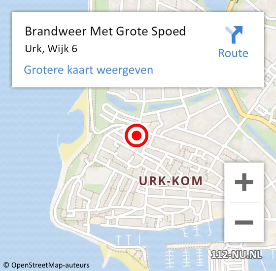 Locatie op kaart van de 112 melding: Brandweer Met Grote Spoed Naar Urk, Wijk 6 op 23 december 2024 18:15