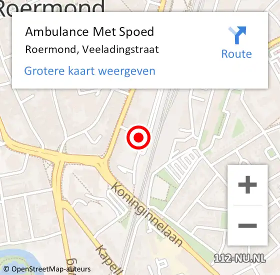 Locatie op kaart van de 112 melding: Ambulance Met Spoed Naar Roermond, Veeladingstraat op 23 december 2024 18:20