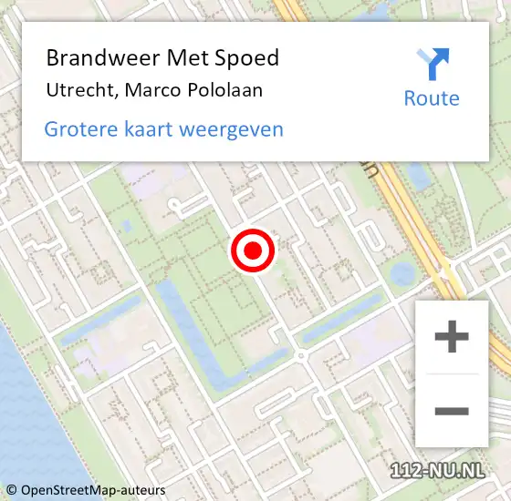 Locatie op kaart van de 112 melding: Brandweer Met Spoed Naar Utrecht, Marco Pololaan op 23 december 2024 18:24