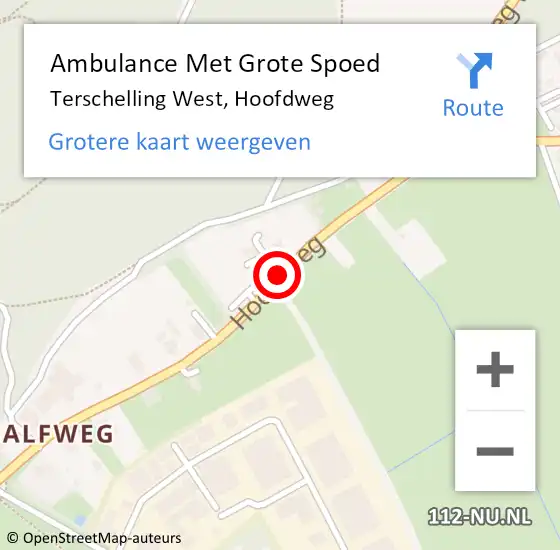 Locatie op kaart van de 112 melding: Ambulance Met Grote Spoed Naar Terschelling West, Hoofdweg op 31 oktober 2014 12:26