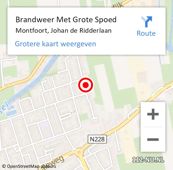 Locatie op kaart van de 112 melding: Brandweer Met Grote Spoed Naar Montfoort, Johan de Ridderlaan op 23 december 2024 19:22