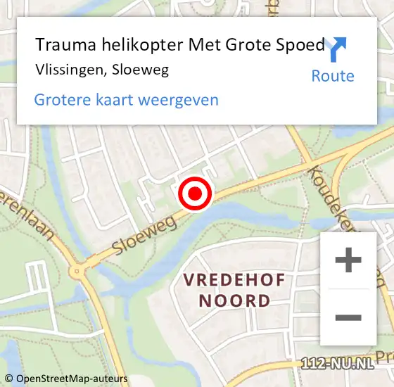 Locatie op kaart van de 112 melding: Trauma helikopter Met Grote Spoed Naar Vlissingen, Sloeweg op 23 december 2024 19:42