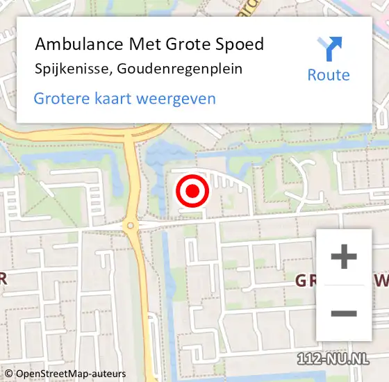 Locatie op kaart van de 112 melding: Ambulance Met Grote Spoed Naar Spijkenisse, Goudenregenplein op 23 december 2024 19:43