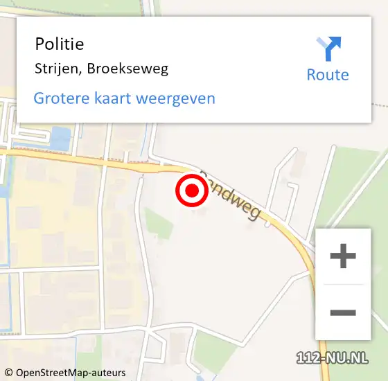 Locatie op kaart van de 112 melding: Politie Strijen, Broekseweg op 23 december 2024 20:01