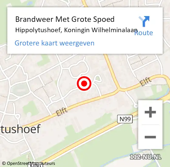 Locatie op kaart van de 112 melding: Brandweer Met Grote Spoed Naar Hippolytushoef, Koningin Wilhelminalaan op 23 december 2024 20:06