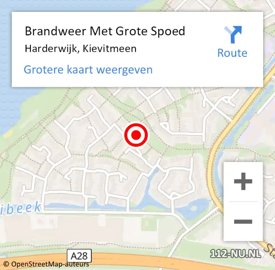 Locatie op kaart van de 112 melding: Brandweer Met Grote Spoed Naar Harderwijk, Kievitmeen op 23 december 2024 20:06