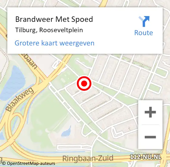 Locatie op kaart van de 112 melding: Brandweer Met Spoed Naar Tilburg, Rooseveltplein op 23 december 2024 20:28