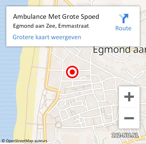 Locatie op kaart van de 112 melding: Ambulance Met Grote Spoed Naar Egmond aan Zee, Emmastraat op 23 december 2024 20:49