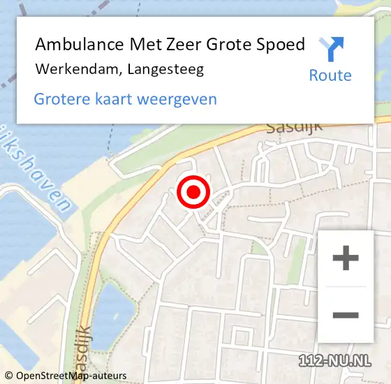 Locatie op kaart van de 112 melding: Ambulance Met Zeer Grote Spoed Naar Werkendam, Langesteeg op 23 december 2024 20:52