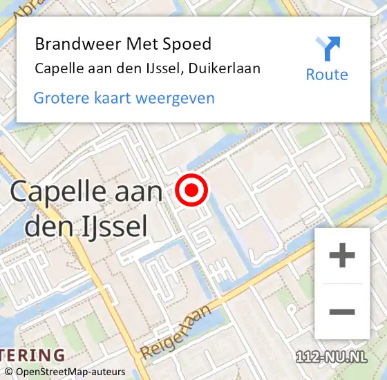 Locatie op kaart van de 112 melding: Brandweer Met Spoed Naar Capelle aan den IJssel, Duikerlaan op 23 december 2024 21:01