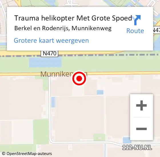 Locatie op kaart van de 112 melding: Trauma helikopter Met Grote Spoed Naar Berkel en Rodenrijs, Munnikenweg op 23 december 2024 21:33