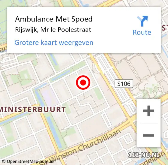 Locatie op kaart van de 112 melding: Ambulance Met Spoed Naar Rijswijk, Mr le Poolestraat op 23 december 2024 21:54