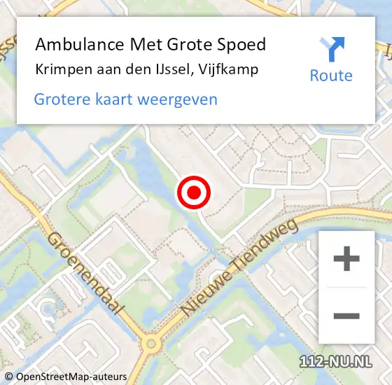 Locatie op kaart van de 112 melding: Ambulance Met Grote Spoed Naar Krimpen aan den IJssel, Vijfkamp op 23 december 2024 22:02